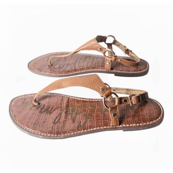 SAM EDELMAN Greta Brown Pebbled Leather Sandal Size 9M - Picture 4 of 5